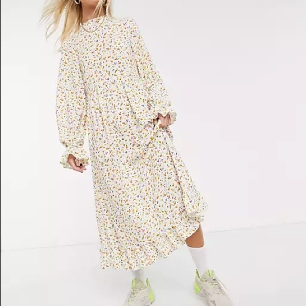 Vintage Supply Floral Peasant Dress